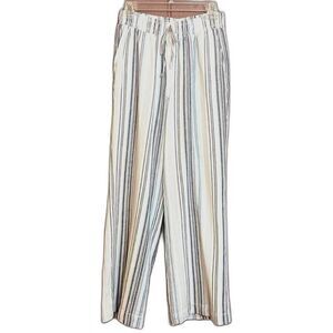 BRIGGS linen rayon pants size small blue white stripe